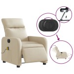 vidaXL Fotoliu electric de masaj rabatabil, crem, textil
