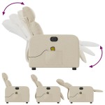vidaXL Fotoliu electric de masaj rabatabil, crem, textil