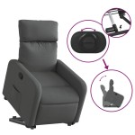 vidaXL Fotoliu rabatabil cu ridicare pe verticală, gri închis, textil vidaXL Fotoliu rabatabil cu ridicare pe verticală, gri închis, textil