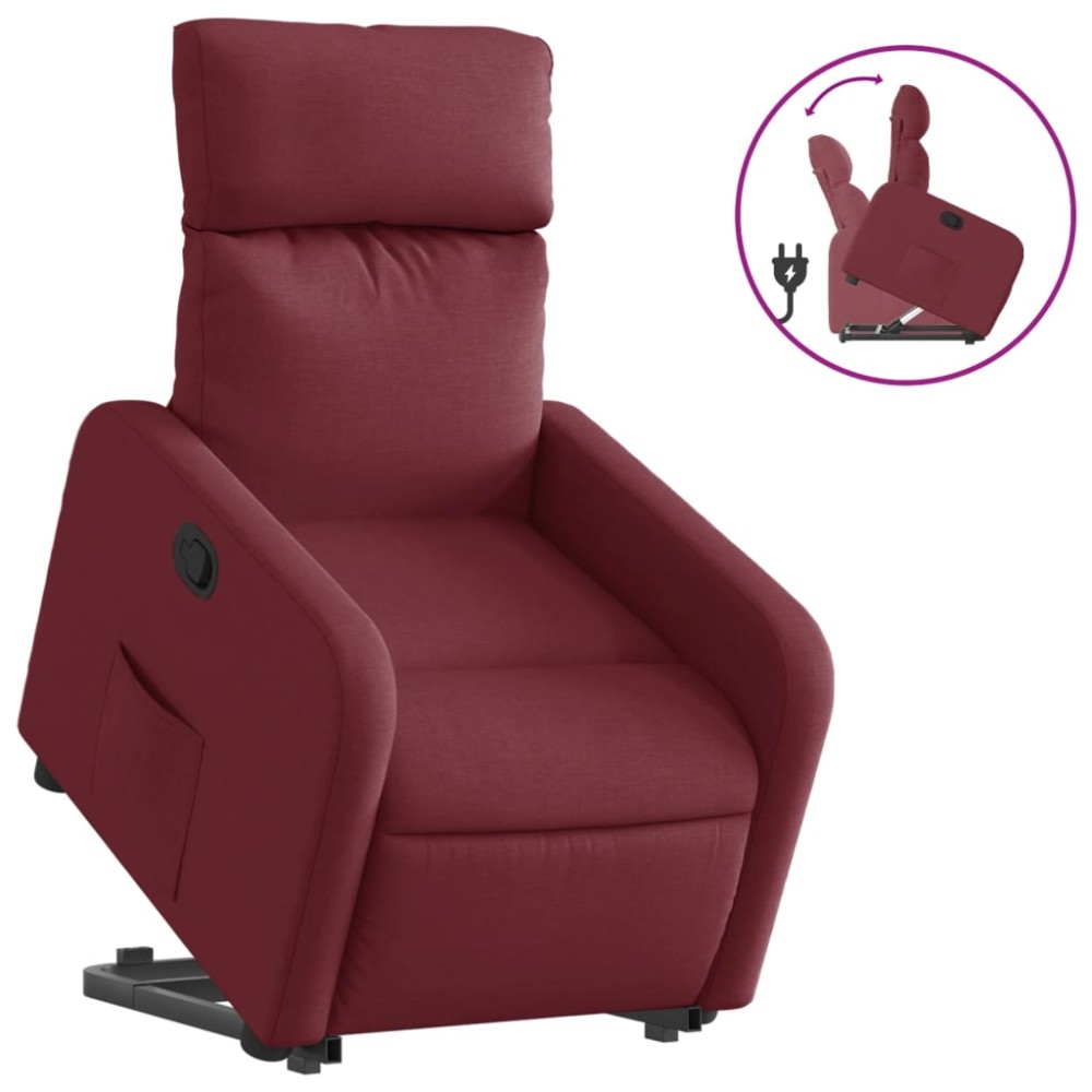 vidaXL Fotoliu rabatabil cu ridicare, roșu vin, material textil