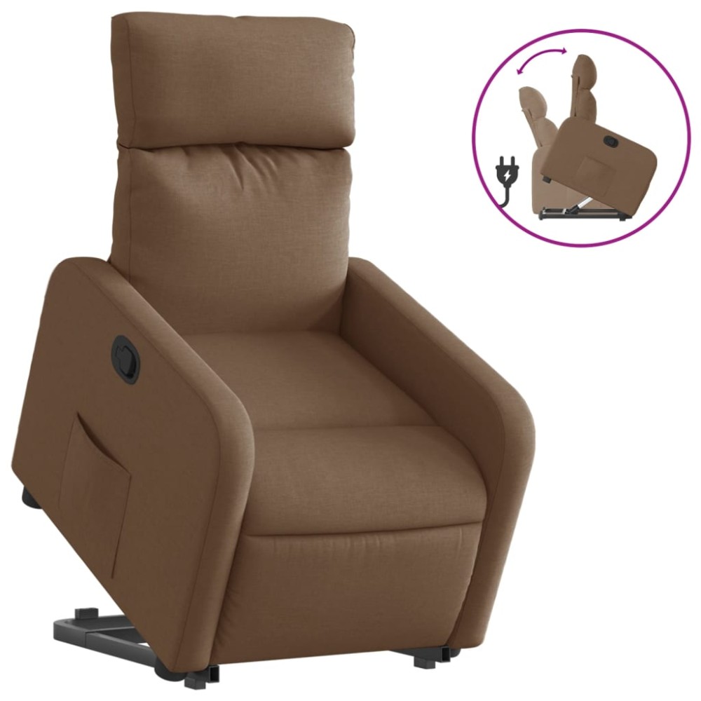 vidaXL Fotoliu rabatabil cu ridicare pe verticală, maro, textil