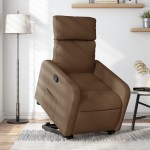 vidaXL Fotoliu rabatabil cu ridicare pe verticală, maro, textil