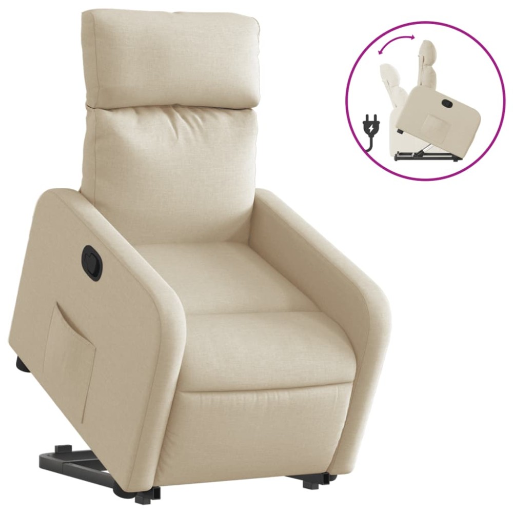 vidaXL Fotoliu rabatabil cu ridicare pe verticală, crem, textil