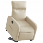 vidaXL Fotoliu rabatabil cu ridicare pe verticală, crem, textil