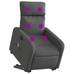vidaXL Fotoliu de masaj rabatabil cu ridicare, gri închis, textil vidaXL Fotoliu de masaj rabatabil cu ridicare, gri închis, textil