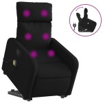 vidaXL Fotoliu rabatabil de masaj, cu ridicare, negru, material textil
