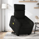 vidaXL Fotoliu rabatabil de masaj, cu ridicare, negru, material textil