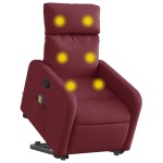 vidaXL Fotoliu rabatabil de masaj cu ridicare, roșu vin, textil