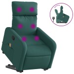 vidaXL Fotoliu rabatabil de masaj, cu ridicare, verde închis, textil