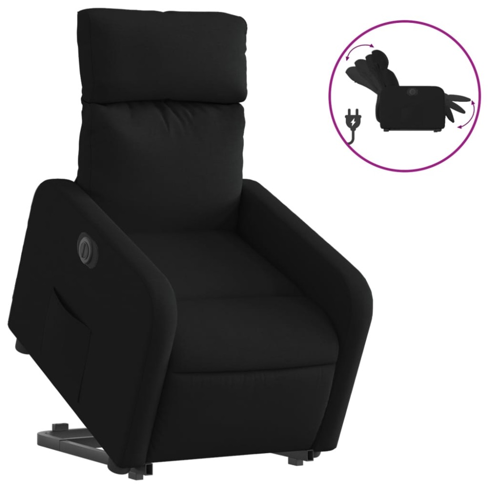 vidaXL Fotoliu electric rabatabil cu ridicare, negru, textil