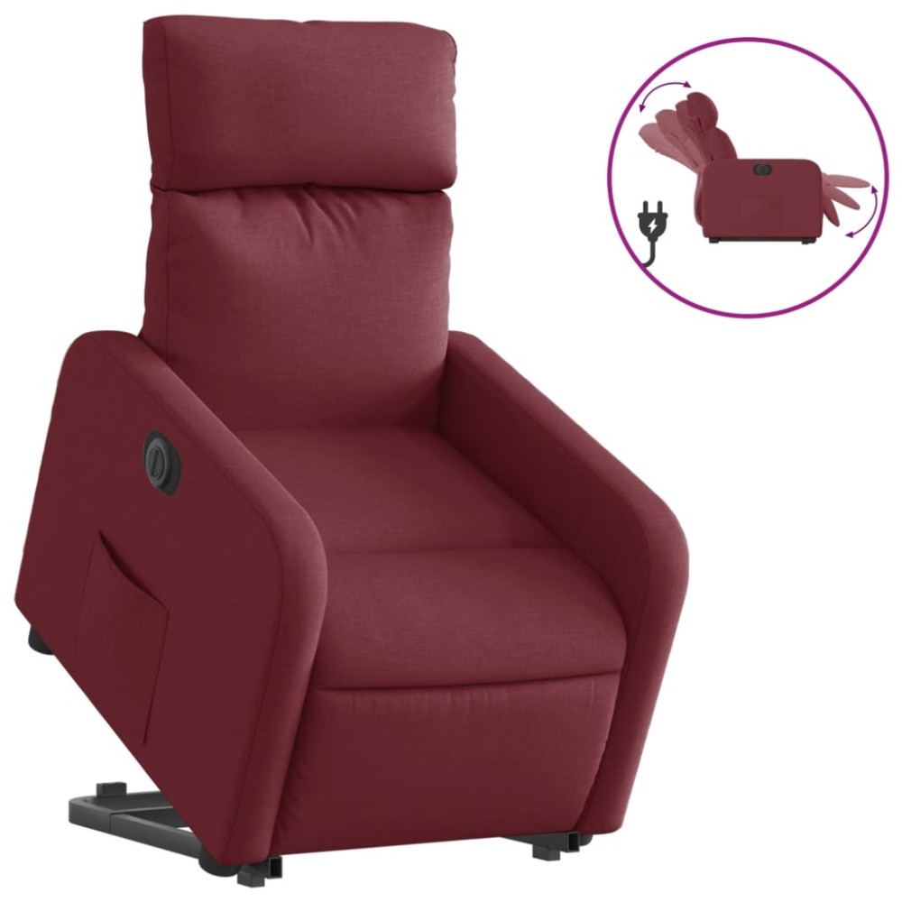 vidaXL Fotoliu electric rabatabil cu ridicare, roșu vin, textil
