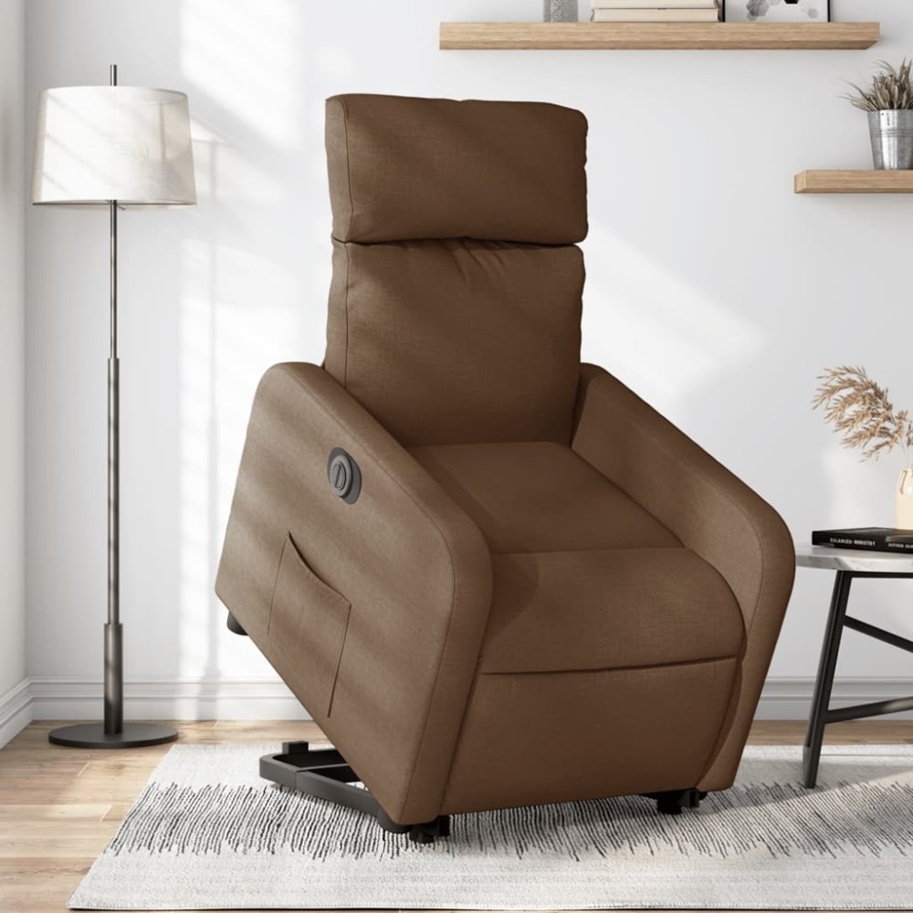 vidaXL Fotoliu electric rabatabil cu ridicare, maro, textil