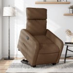 vidaXL Fotoliu electric rabatabil cu ridicare, maro, textil