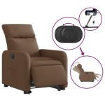 vidaXL Fotoliu electric rabatabil cu ridicare, maro, textil