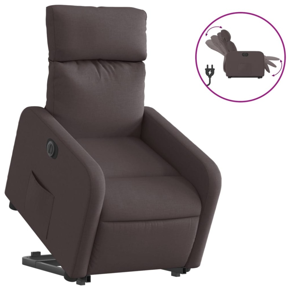 vidaXL Fotoliu electric rabatabil cu ridicare, maro închis, textil