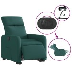 vidaXL Fotoliu electric rabatabil cu ridicare, verde închis, textil