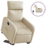 vidaXL Fotoliu electric rabatabil cu ridicare, crem, textil