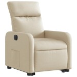 vidaXL Fotoliu electric rabatabil cu ridicare, crem, textil