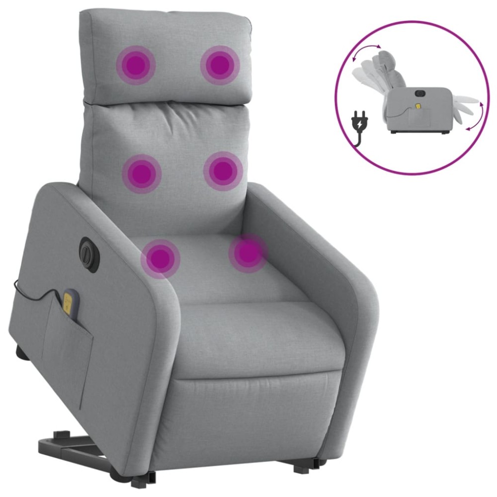 vidaXL Fotoliu electric masaj rabatabil cu ridicare, gri închis textil