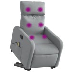 vidaXL Fotoliu electric masaj rabatabil cu ridicare, gri închis textil