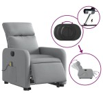 vidaXL Fotoliu electric masaj rabatabil cu ridicare, gri închis textil
