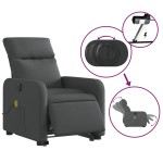 vidaXL Fotoliu electric masaj rabatabil cu ridicare, gri închis textil vidaXL Fotoliu electric masaj rabatabil cu ridicare, gri închis textil