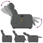 vidaXL Fotoliu electric masaj rabatabil cu ridicare, gri închis textil vidaXL Fotoliu electric masaj rabatabil cu ridicare, gri închis textil