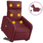 vidaXL Fotoliu de masaj electric rabatabil cu ridicare roșu vin textil vidaXL Fotoliu de masaj electric rabatabil cu ridicare roșu vin textil