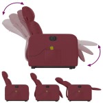 vidaXL Fotoliu de masaj electric rabatabil cu ridicare roșu vin textil vidaXL Fotoliu de masaj electric rabatabil cu ridicare roșu vin textil