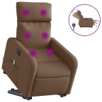 vidaXL Fotoliu electric de masaj rabatabil cu ridicare, maro, textil