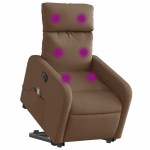 vidaXL Fotoliu electric de masaj rabatabil cu ridicare, maro, textil