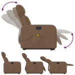 vidaXL Fotoliu electric de masaj rabatabil cu ridicare, maro, textil