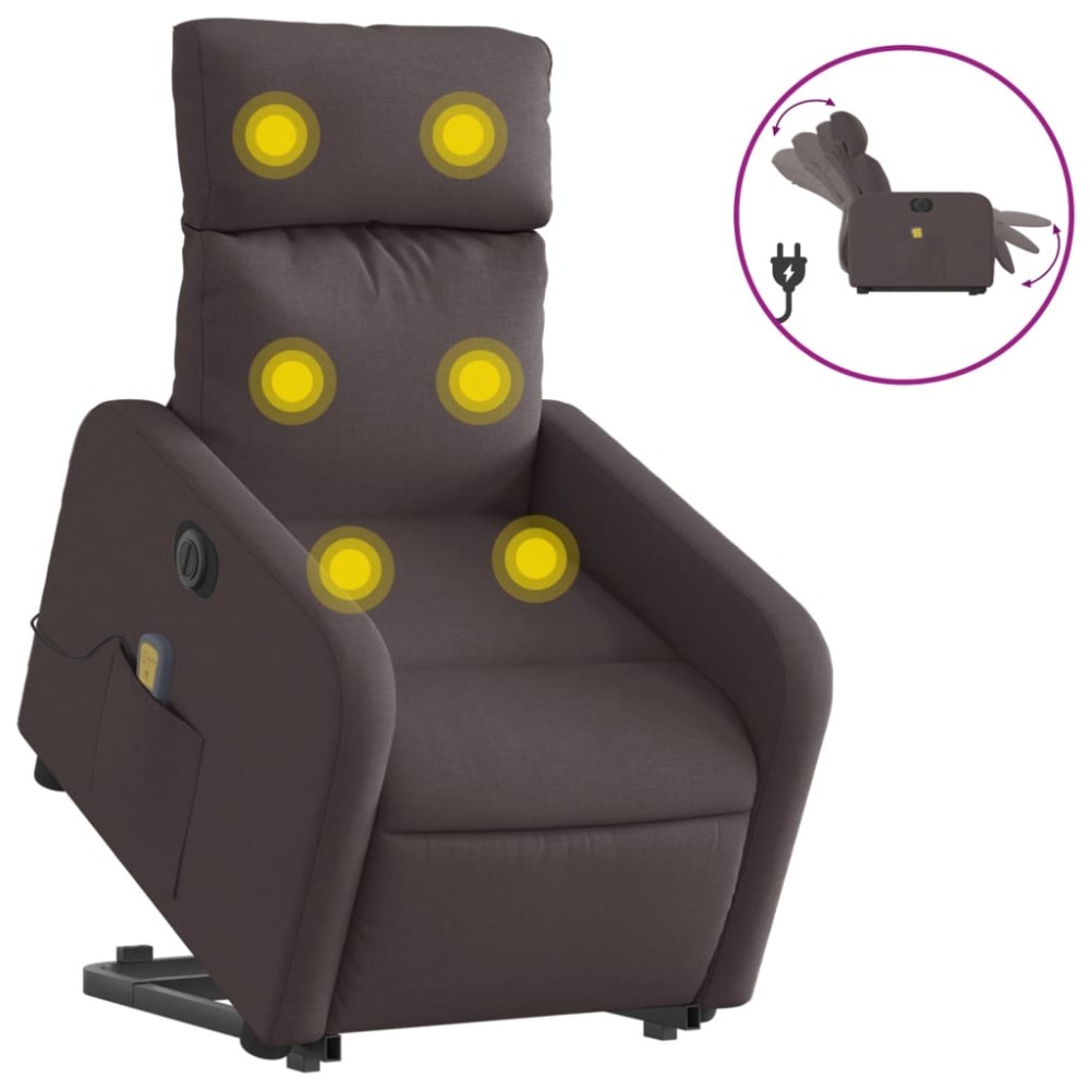 vidaXL Fotoliu electric masaj rabatabil cu ridicare maro închis textil