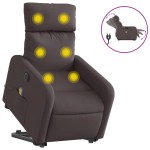 vidaXL Fotoliu electric masaj rabatabil cu ridicare maro închis textil vidaXL Fotoliu electric masaj rabatabil cu ridicare maro închis textil