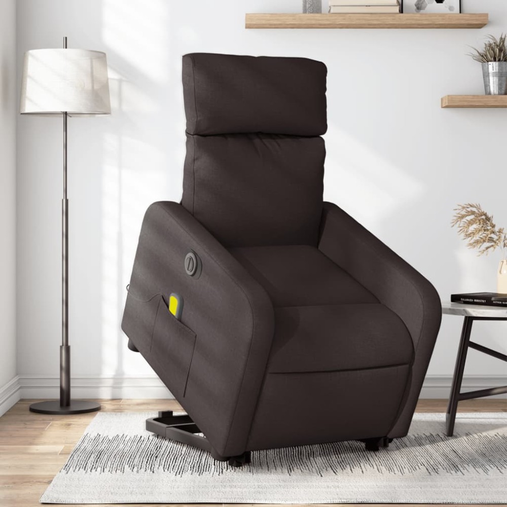 vidaXL Fotoliu electric masaj rabatabil cu ridicare maro închis textil