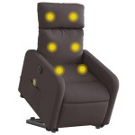 vidaXL Fotoliu electric masaj rabatabil cu ridicare maro închis textil vidaXL Fotoliu electric masaj rabatabil cu ridicare maro închis textil