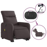 vidaXL Fotoliu electric masaj rabatabil cu ridicare maro închis textil vidaXL Fotoliu electric masaj rabatabil cu ridicare maro închis textil