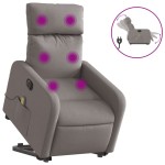 vidaXL Fotoliu electric masaj rabatabil cu ridicare, gri taupe, textil