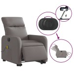 vidaXL Fotoliu electric masaj rabatabil cu ridicare, gri taupe, textil