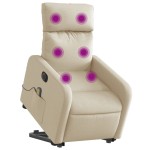 vidaXL Fotoliu electric de masaj rabatabil cu ridicare, crem, textil vidaXL Fotoliu electric de masaj rabatabil cu ridicare, crem, textil