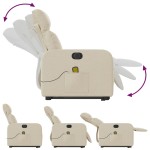 vidaXL Fotoliu electric de masaj rabatabil cu ridicare, crem, textil vidaXL Fotoliu electric de masaj rabatabil cu ridicare, crem, textil