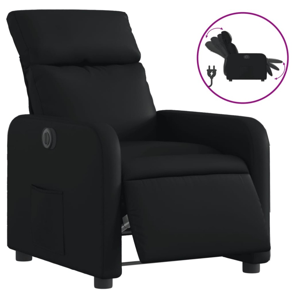 vidaXL Fotoliu rabatabil electric, negru, piele ecologică