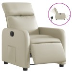 vidaXL Fotoliu rabatabil electric, crem, piele ecologică