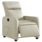 vidaXL Fotoliu rabatabil electric, crem, piele ecologică