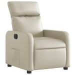 vidaXL Fotoliu rabatabil electric, crem, piele ecologică