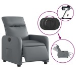 vidaXL Fotoliu rabatabil electric, gri, piele ecologică