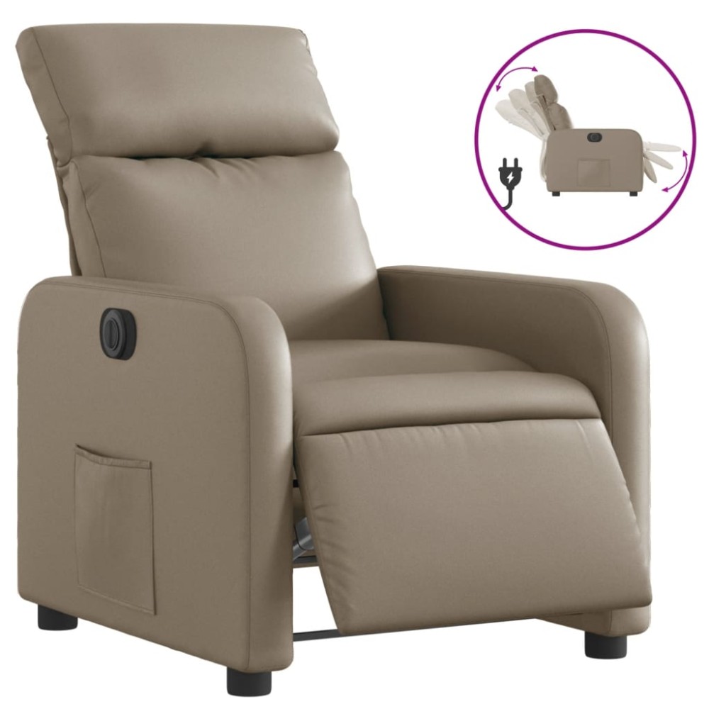 vidaXL Fotoliu rabatabil electric, cappuccino, piele ecologică
