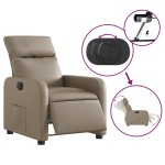 vidaXL Fotoliu rabatabil electric, cappuccino, piele ecologică