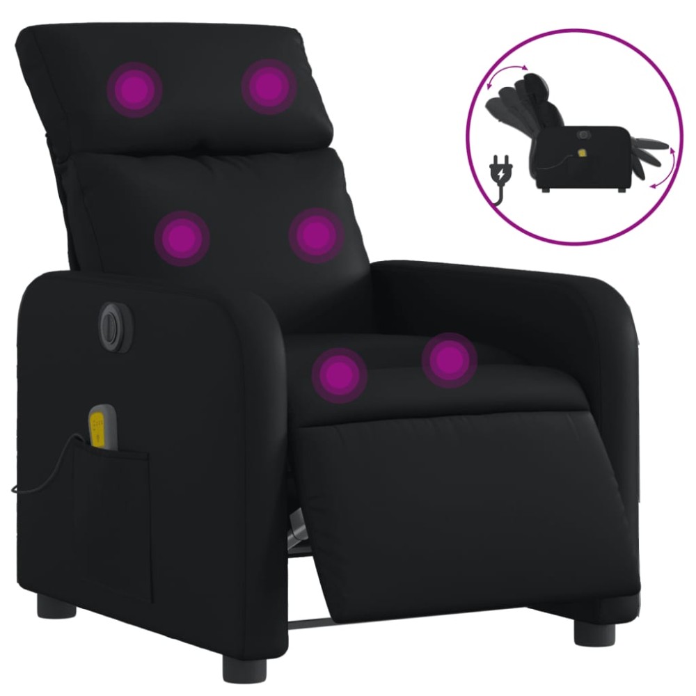 vidaXL Fotoliu electric de masaj rabatabil, negru, piele ecologică