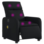 vidaXL Fotoliu electric de masaj rabatabil, negru, piele ecologică vidaXL Fotoliu electric de masaj rabatabil, negru, piele ecologică